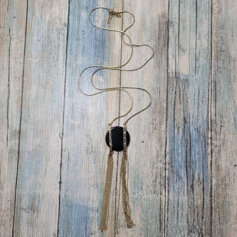White House Black Market Gold and Black Pendant Necklace